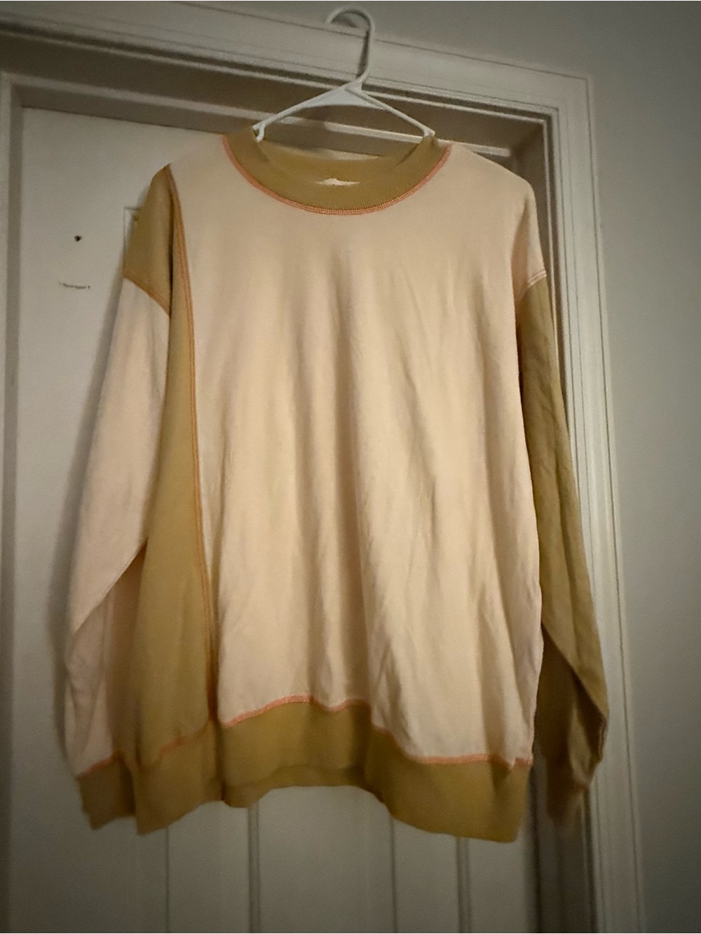 By Together Cream and Tan Crewneck Colorblock T-shirt